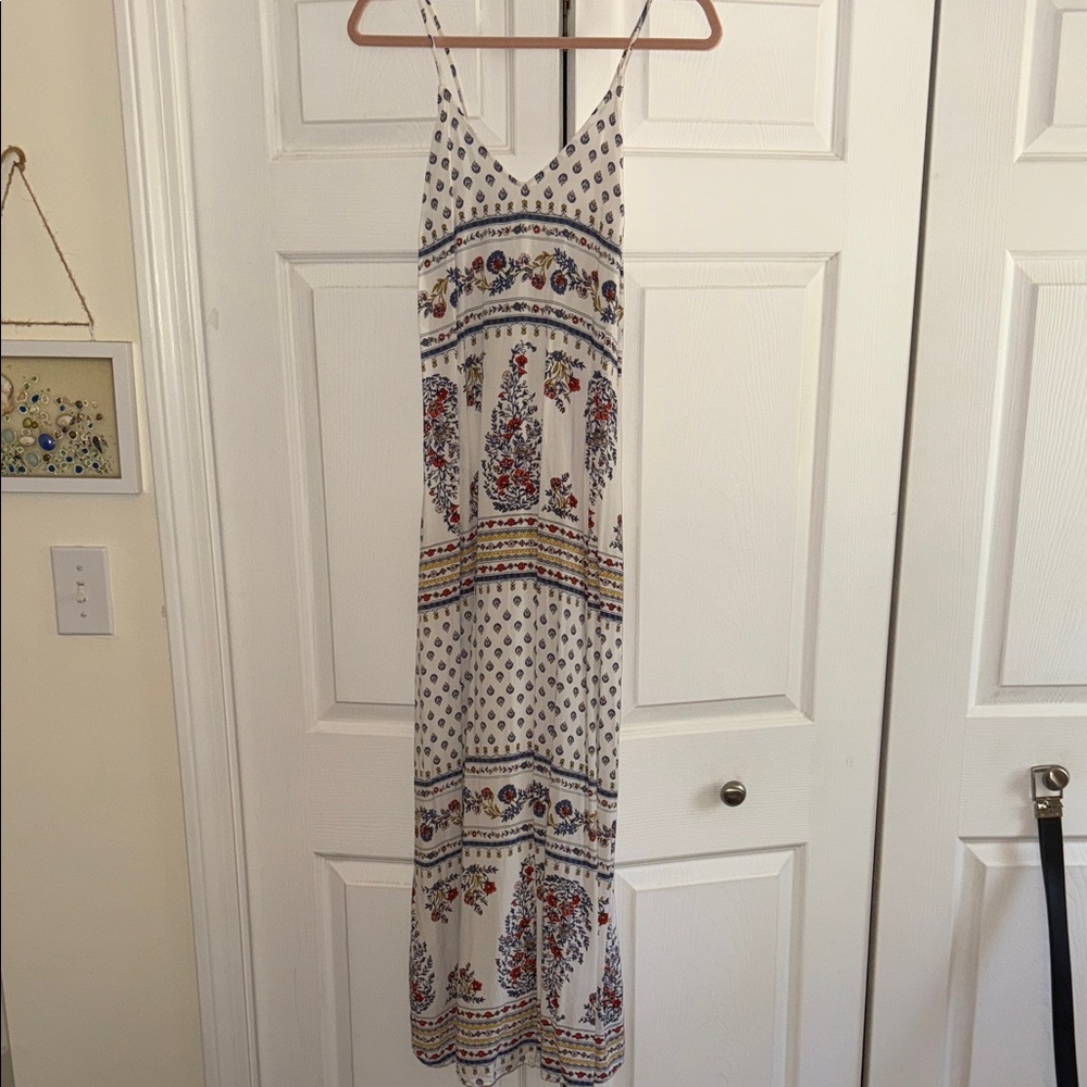 White Floral-Print Maxi Dress